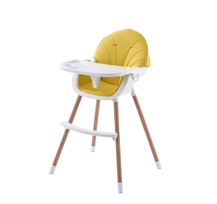 Baby Feeding High Chair 2-In-1 With Removable Tray-Yellow